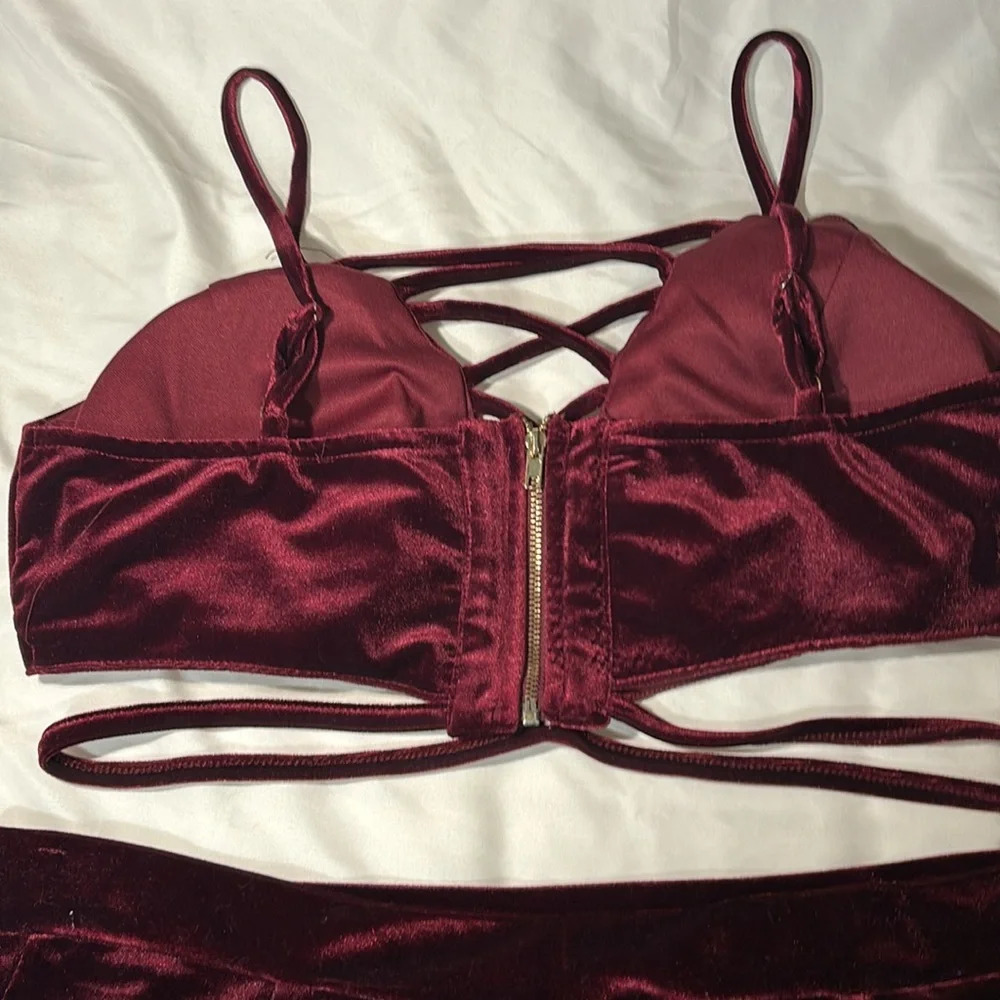 Fashion Nova Two Piece Velvet/Velour Skirt and Crop Top - Picture 7 of 9